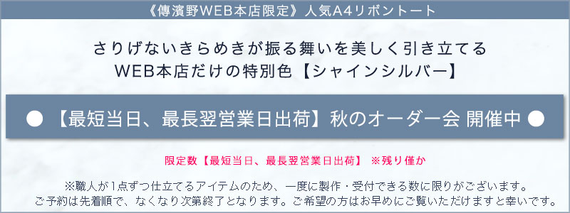 傳濱野 Web本店限定カラー 濱野家の特別なリボンを添えた 軽やかa4トート Monna モーナ 限定色 Shine Silver シャインシルバー 肩にかかる お仕事 傳濱野はんどばっぐ本店onlineshop