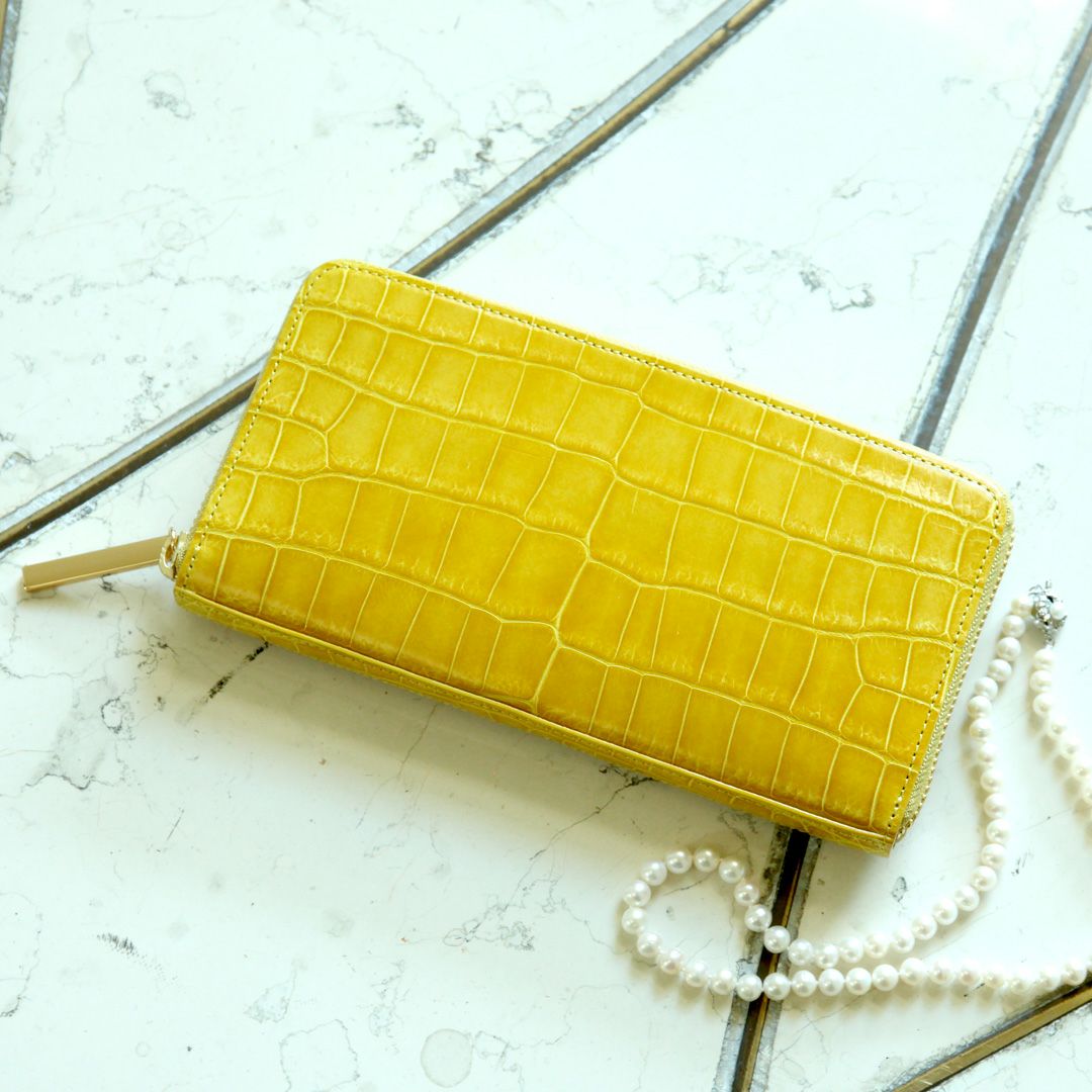 傳濱野】皇室御用達 濱野家“宝石”のように煌くリアルクロコの長財布