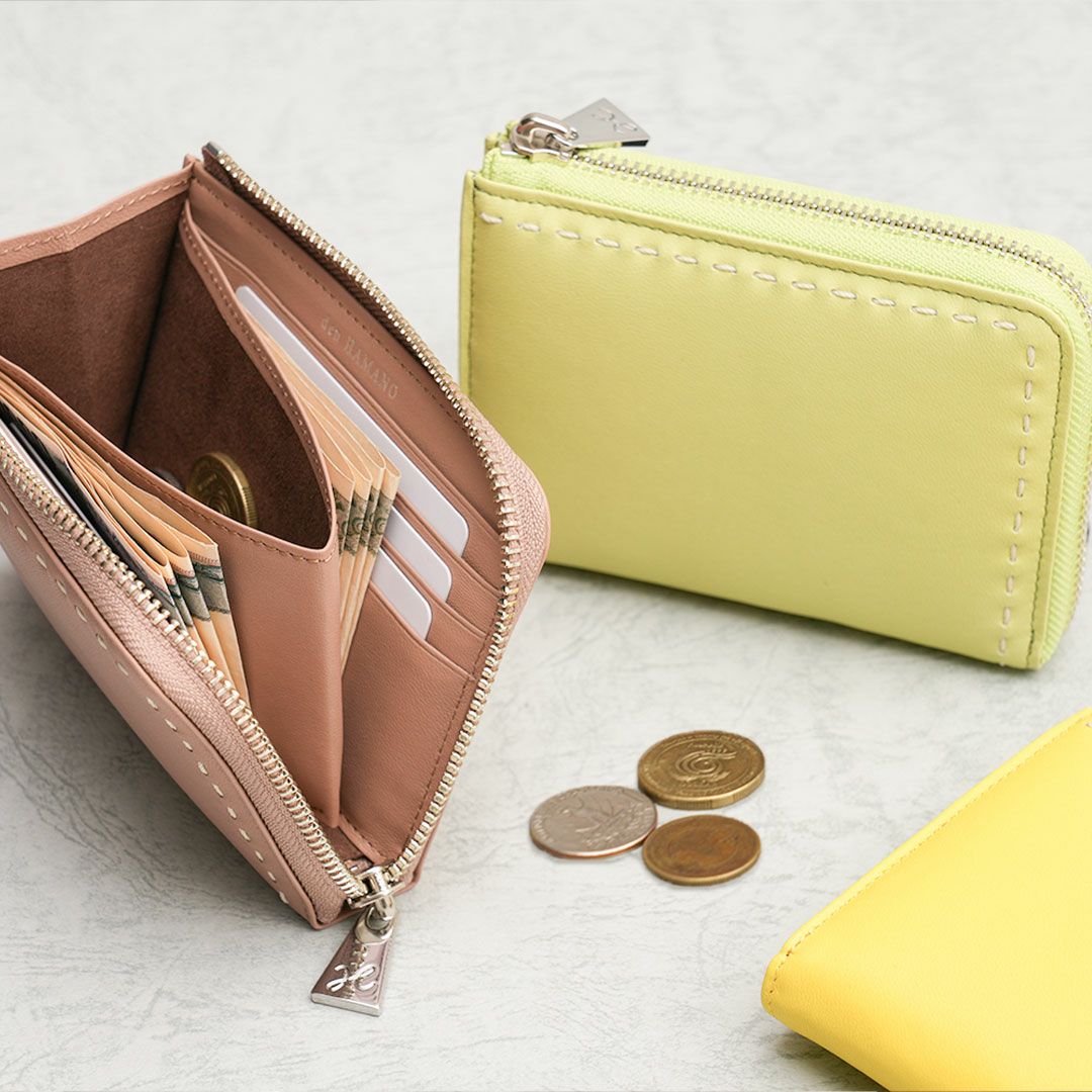 傳濱野】指先とろける上質ラムのL字ミニ財布chiffon miniwallet 