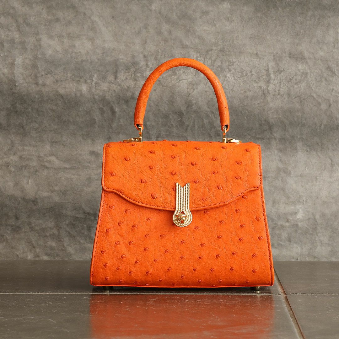 【傳濱野】《Luxury Line》ジュエリーライクなオーストリッチに、王室愛用モデル金具を添えたワンハンドルバッグAlicia Struzzo（アリシアストラッツォ）