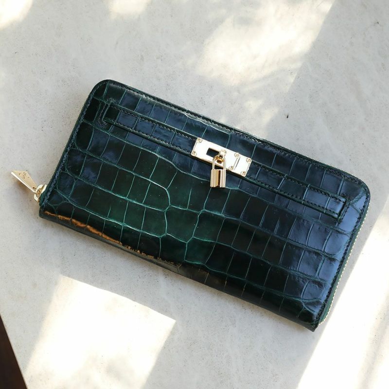 【傳濱野】縁起の良いモチーフだけをたっぷり詰め込んだ、濱野家オリジナルの金運お守り財布Mietia Croco Wallet 『Imperial Jade』（ミーティアクロコウォレット インペリアルジェード）