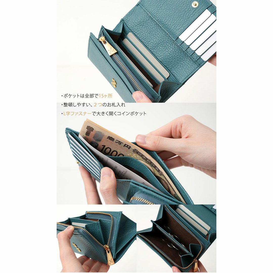 【傳濱野】《人気No.1黄金比シリーズ》二つ折りのコンパクトサイズに、長財布の収納力。濱野家の“七分袖ウォレット”Mietia Wallet Waltz（ミーティアウォレット ワルツ）